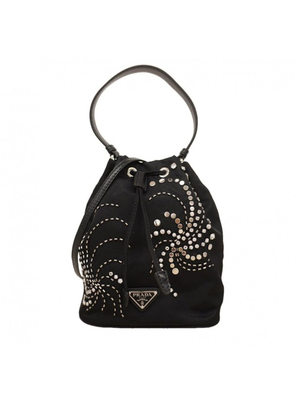 Prada Handbag Nylon Black Silver 2-Way Bag